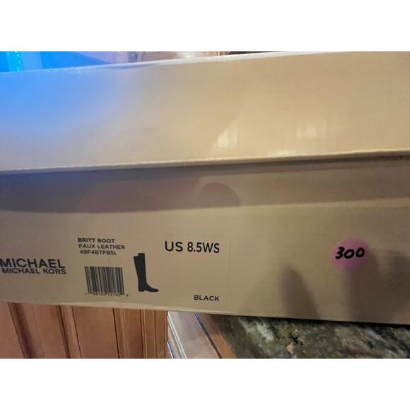 MICHAEL KORS BRIT SMOOTH WIDE KNEE HIGH BOOT NIB FAUX LEATHER BLACK SZ 6.5 WS - Picture 7 of 7